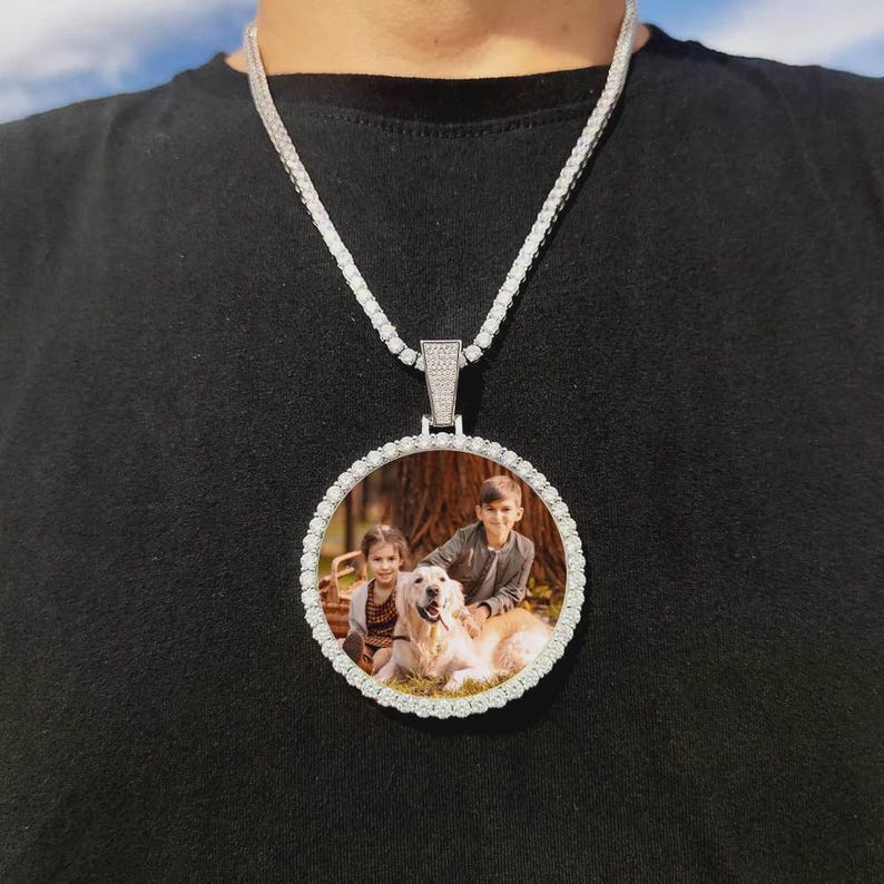 68.5MM 18K Gold Plated Custom Made Photo Bling Big Medallions Necklace Pendant Men Hip Hop Picture Jewelry Gift Free Custom Text - CaratixJewelry